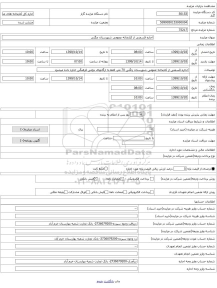 اجاره قسمتی از کتابخانه عمومی شهرستان چگنی