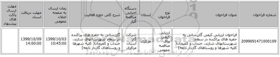 فراخوان ارزیابی کیفی   گازرسانی به حفره های پراکنده در سطح  شهرستانهای شازند، خنداب و کمیجان( کلیه شهرها و روستاهای گازدار تابعه)