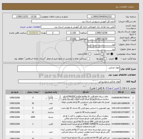 استعلام مواد غدایی