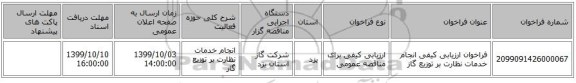 فراخوان ارزیابی کیفی انجام خدمات نظارت بر توزیع گاز