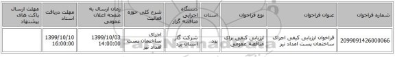 فراخوان ارزیابی کیفی اجرای ساختمان پست امداد نیر