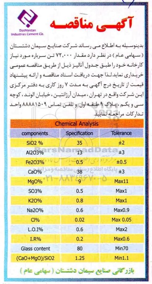 آگهی مناقصه مقدار 72.000 تن سرباره