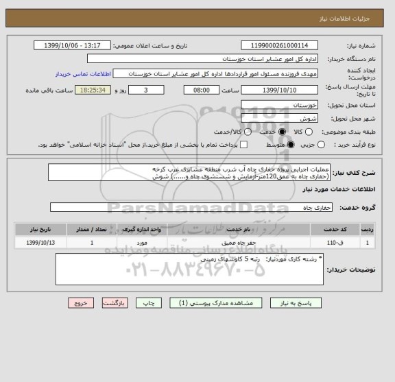 استعلام عملیات اجرایی پروژه حفاری چاه آب , سامانه ستاد