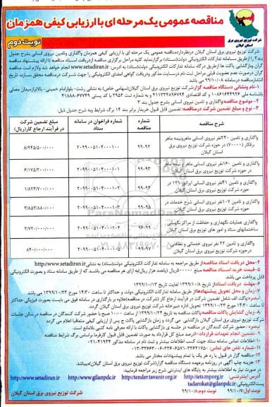 مناقصه عمومی , مناقصه عمومی واگذاری و تامین نیروی انسانی - نوبت دوم