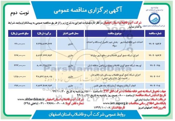 فراخوان مناقصه احداث شیرخانه ... نوبت دوم 