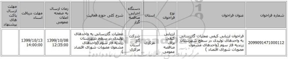 فراخوان ارزیابی کیفی  عملیات گازرسانی به واحدهای تولیدی در سطح شهرستان زرندیه فاز سوم (واحدهای مشمول مصوبات شورای اقتصاد )