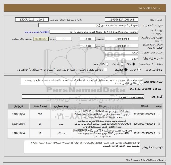 استعلام لوازم و تجهیزات دوربین مدار بسته مطابق توضیحات ، از ایران کد مشابه استفاده شده است. ارایه و پیوست پیش فاکتور الزامی است.