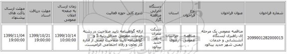 مناقصه عمومی یک مرحله ای راهبری ایستگاه آتشنشانی و خدمات ایمنی شهر جدید بینالود