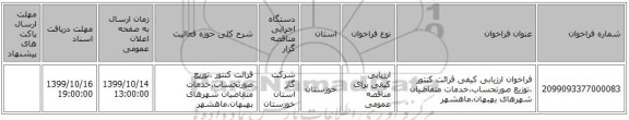 فراخوان ارزیابی کیفی قرائت کنتور ،توزیع صورتحساب،خدمات متقاضیان شهرهای بهبهان،ماهشهر