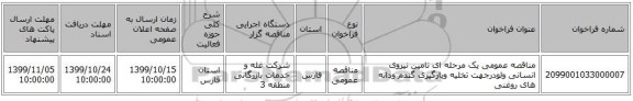 مناقصه عمومی یک مرحله ای تامین نیروی انسانی ولودرجهت تخلیه وبارگیری گندم ودانه های روغنی