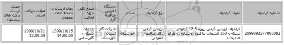 فراخوان ارزیابی کیفی پروژه 12.5 کیلومتر شبکه و 160 انشعاب پراکنده روستایی و هری هندیجان