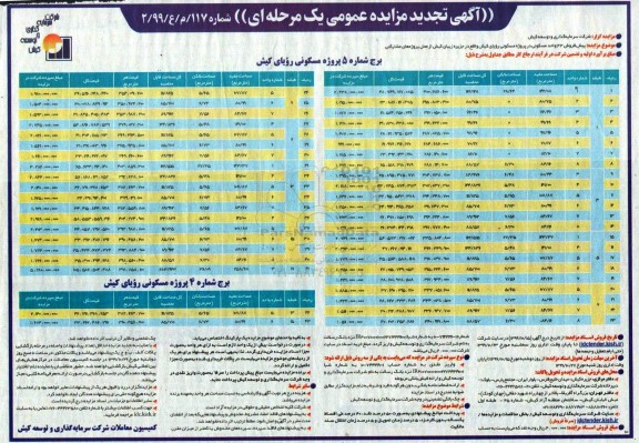 مزایده, مزایده پیش فروش 43 واحد مسکونی در پروژه مسکونی