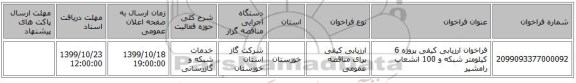 فراخوان ارزیابی کیفی پروژه 6 کیلومتر شبکه و 100 انشعاب رامشیر