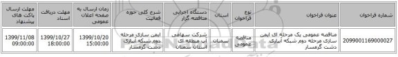 مناقصه عمومی یک مرحله ای  ایمن سازی مرحله دوم شبکه آبیاری دشت گرمسار