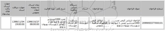 فراخوان ارزیابی کیفی نصب 1000عددشیر ایمنی 1 اینچ بعد از رگولاتور شهرستان بهبهان و توابع