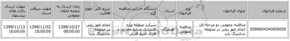 مناقصه عمومی دو مرحله ای انجام امور ریلی در محوطه شانتینگ یارد