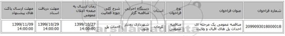 مناقصه عمومی یک مرحله ای احداث پل های اقبال و ولایت