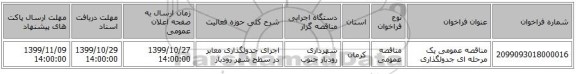 مناقصه عمومی یک مرحله ای جدولگذاری