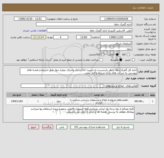 استعلام اداره کل گمرک جلفا درنظر داردنسبت به تخریب -خاکبرداری واجرای دوباره دیوار طبق شرایط و نقشه های پیوستی به شرکت های واجد شرایط واگذار نماید.