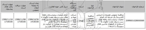 مناقصه عمومی همزمان با ارزیابی (فشرده) یک مرحله ای انجام عملیات پرعیارسازی باطله های سرب و روی معدن انگوران با استفاده از تکنولوژی ماشین های سورتینگ با اشعه ا