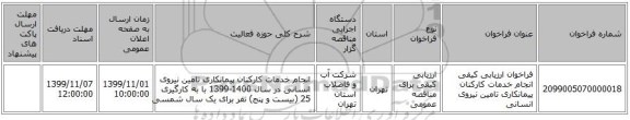 فراخوان ارزیابی کیفی انجام خدمات کارکنان پیمانکاری تامین نیروی انسانی 