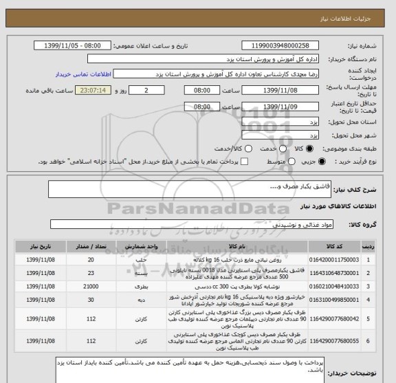 استعلام قاشق یکبار مصرف و....