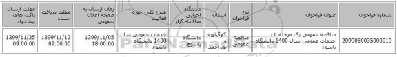 مناقصه عمومی یک مرحله ای خدمات عمومی سال 1400 دانشگاه یاسوج