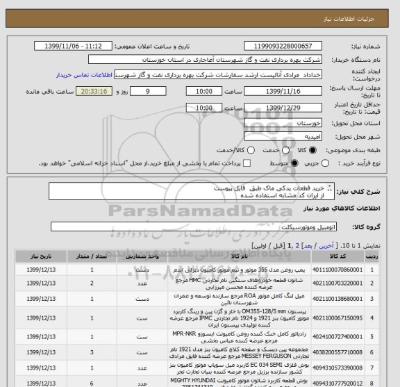 استعلام خرید قطعات یدکی ماک طبق  فایل پیوست
از ایران کد مشابه استفاده شده
