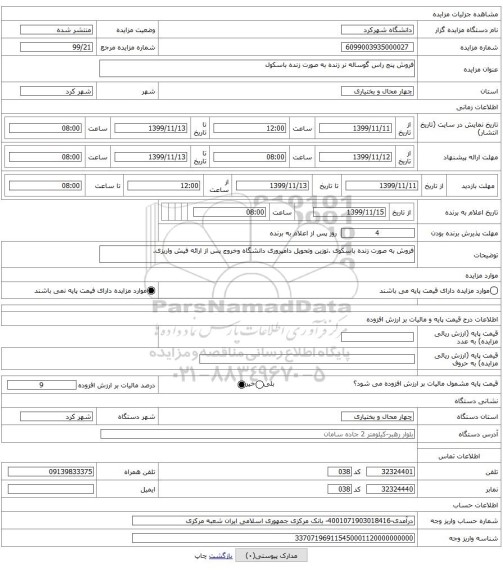 فروش پنج راس گوساله نر زنده به صورت زنده باسکول