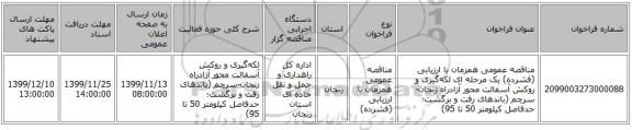 مناقصه عمومی همزمان با ارزیابی (فشرده) یک مرحله ای لکه‌گیری و روکش آسفالت محور آزادراه زنجان-سرچم (باندهای رفت و برگشت؛ حدفاصل کیلومتر 50 تا 95)