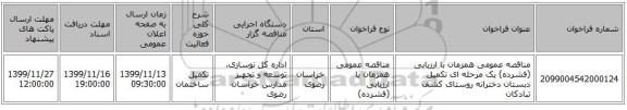 مناقصه عمومی همزمان با ارزیابی (فشرده) یک مرحله ای تکمیل دبستان دخترانه روستای کشف تبادکان  