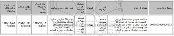 مناقصه عمومی همزمان با ارزیابی (فشرده) یک مرحله ای انجام 10 هزارمتر عملیات حفاری مغزه‌گیری در محدوده‌های اکتشافی استان‌های اصفهان، خراسان جنوبی و کرمان