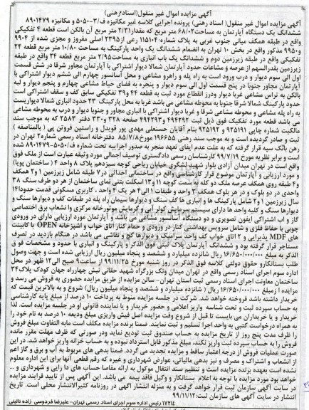 مزایده،مزایده ششدانگ یک دستگاه آپارتمان 68.02 مترمربع 