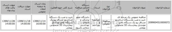 مناقصه عمومی یک مرحله ای خرید و نصب یکدستگاه اسانسور مسافر برو یک دستگاه بالابر مونشارژ بیمارستان 32 تختخوابی بهمئی