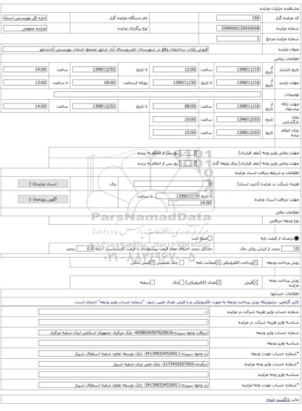 فروش یکباب ساختمان واقع در شهرستان خفر،روستای آباد شاپور مجتمع خدمات بهزیستی آبادشاپور