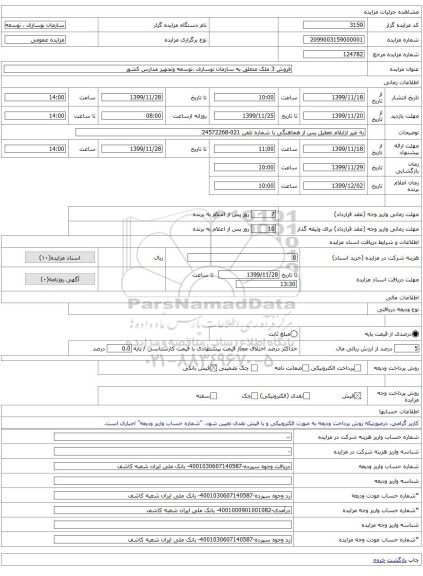 فروش 3 ملک متعلق به سازمان نوسازی ،توسعه وتجهیز مدارس کشور