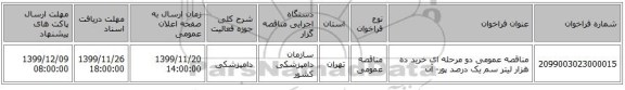 مناقصه عمومی دو مرحله ای خرید ده هزار لیتر سم یک درصد پور- آن 