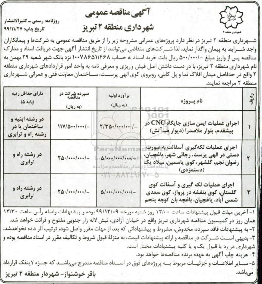 مناقصه اجرای عملیات ایمن سازی جایگاه CNG ...