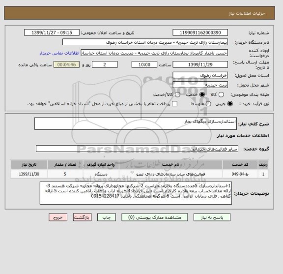 استعلام استانداردسازی دیگهای بخار