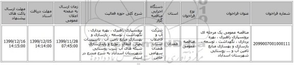 مناقصه عمومی یک مرحله ای برونسپاری راهبری ، بهره برداری ، نگهداشت ، توسعه ، بازسازی و بهسازی منابع تامین آب و ... روستایی شهرستان اسدآباد