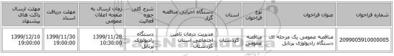 مناقصه عمومی یک مرحله ای دستگاه رادیولوژی پرتابل