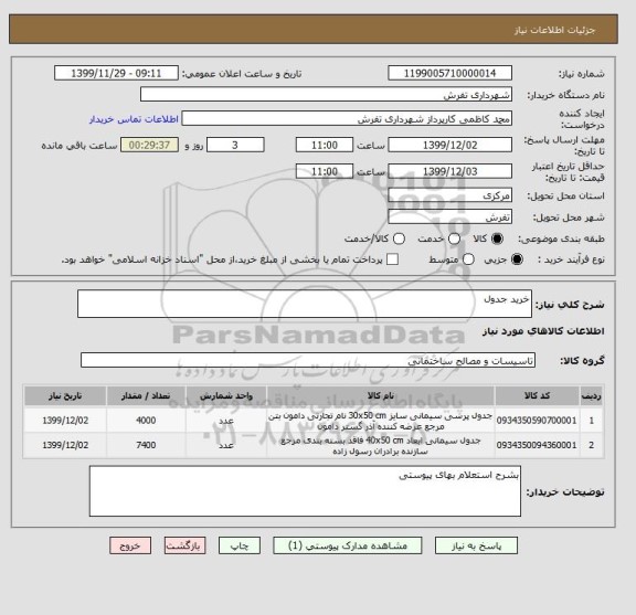 استعلام خرید جدول