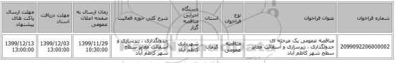 مناقصه عمومی یک مرحله ای جدولگذاری ، زیرسازی و آسفالت معابر سطح شهر کاظم آباد