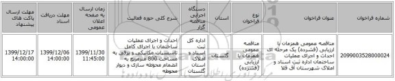 مناقصه عمومی همزمان با ارزیابی (فشرده) یک مرحله ای احداث و اجرای عملیات ساختمان اداره ثبت اسناد و املاک شهرستان آق قلا