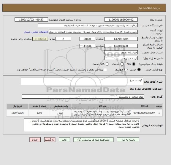 استعلام گوشت مرغ