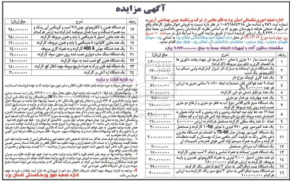 مزایده فروش اموال منقول کارخانه