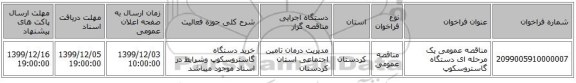 مناقصه عمومی یک مرحله ای دستگاه گاستروسکوپ