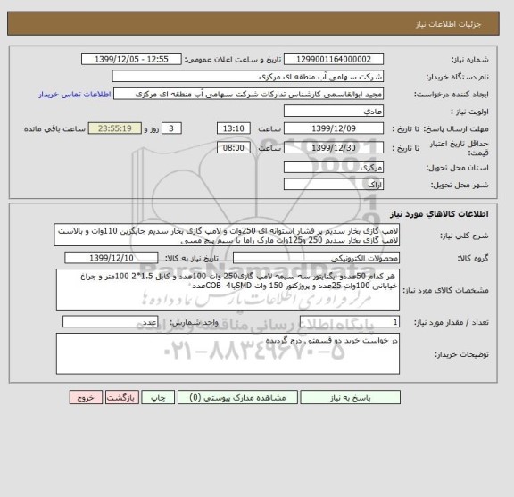 استعلام لامپ گازی بخار سدیم پر فشار استوانه ای 250وات و لامپ گازی بخار سدیم جایگزین 110وات و بالاست لامپ گازی بخار سدیم 250 و125وات مارک راما با سیم پیچ مسی 