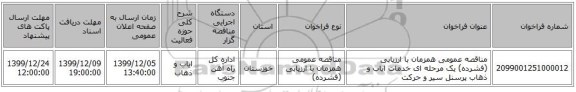 مناقصه عمومی همزمان با ارزیابی (فشرده) یک مرحله ای خدمات ایاب و ذهاب پرسنل سیر و حرکت 