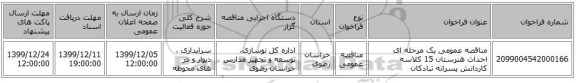 مناقصه عمومی یک مرحله ای احداث هنرستان 15 کلاسه کاردانش پسرانه تبادکان 